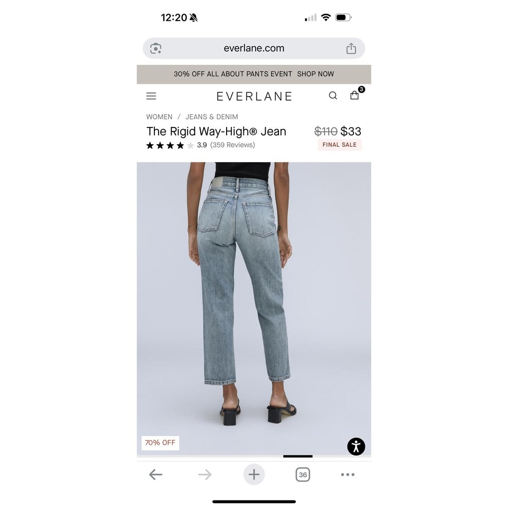 Everlane The 90s Way High Jean Light Wash Denim Women Size 24 Long - Picture 4 of 9